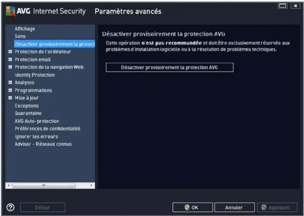 AVG Internet Security 2014 - Désactiver provisoirement la protection AVG - 1
