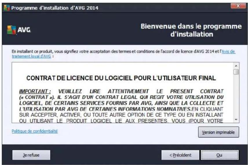 AVG Internet Security 2014 - Bienvenue : Contrat de licence - 1