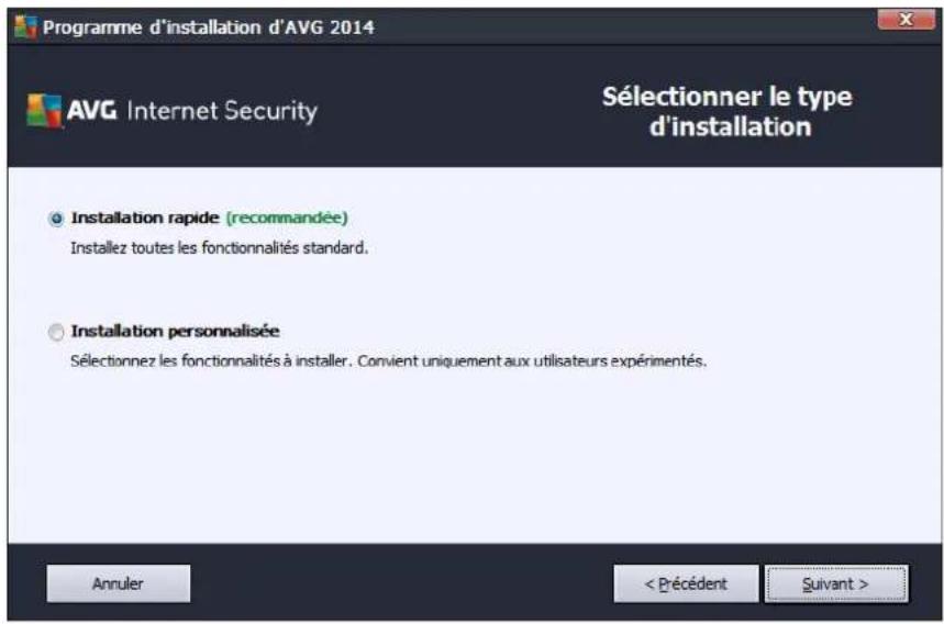 AVG Internet Security 2014 - Sélectionner le type d'installation - 1
