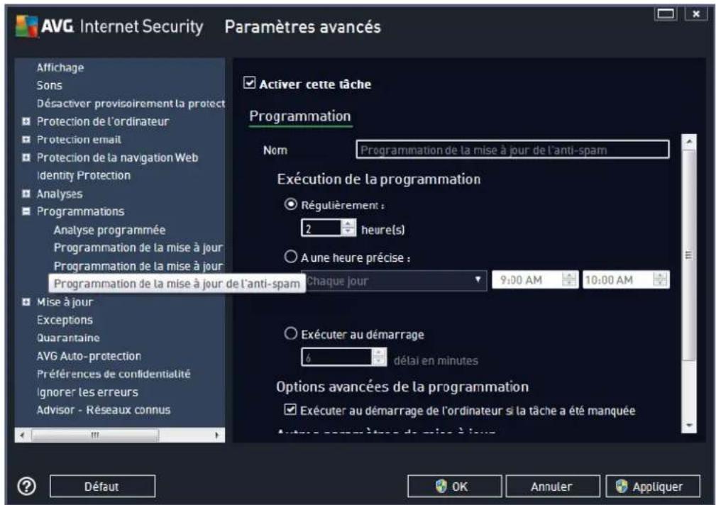 AVG Internet Security 2014 - Programmation de la mise à jour de l'anti-spam - 1
