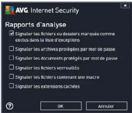 AVG Internet Security 2014 - Définir des rapports d'analyse supplémentaires - 1