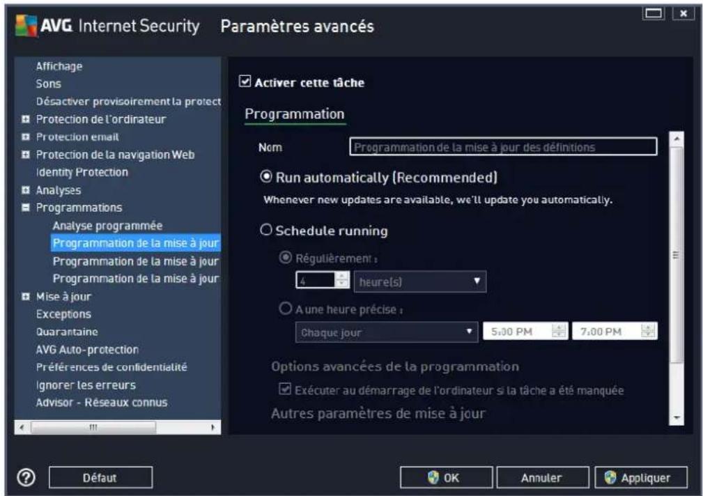 AVG Internet Security 2014 - Programmation de la mise à jour des définitions - 1