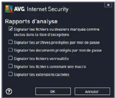 AVG Internet Security 2014 - Définir des rapports d'analyse supplémentaires - 1