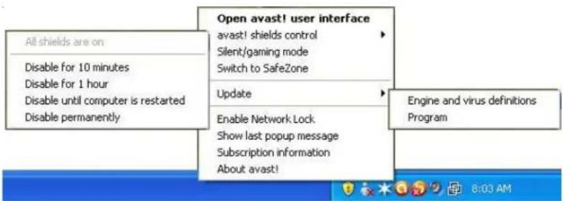 AVAST Internet Security 7.0 - Icône avast! de la barre d'état système - 1