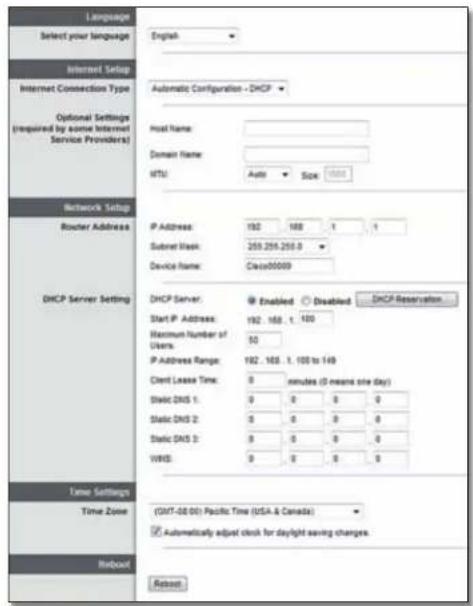 LINKSYS E1500 - Setup > Basic Setup - 1