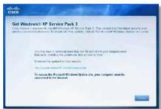 LINKSYS E1500 - Mensagem Get Windows Service Pack 3 (Obtenha o Windows Service Pack 3) - 1
