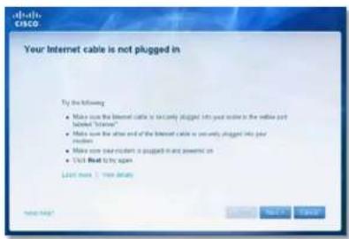 LINKSYS E1500 - Messaggio Your Internet cable is not plugged in (Il cavo Internet non è collegato) - 1