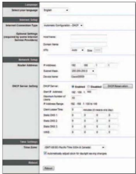 LINKSYS E1500 - Setup (Opsætning) > Basic Setup (Basisopsætning) - 1