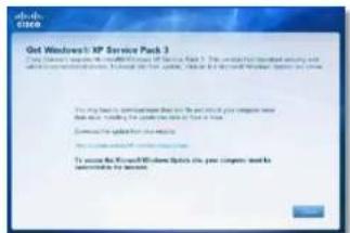 LINKSYS E1500 - Mensagem Get Windows XP Service Pack 3 (Obter Windows XP Service Pack 3) - 1