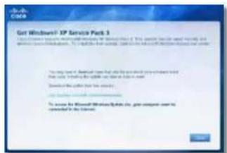 LINKSYS E1500 - Get Windows XP Service Pack 3 message - 1