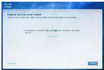 LINKSYS E1500 - Cannot access your router message - 1