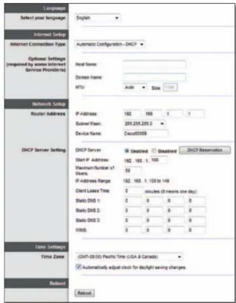 LINKSYS E1500 - Setup > Basic Setup (Configuración > Configuración básica) - 1
