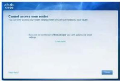 LINKSYS E1500 - Meldung Cannot access your router (Kein Zugriff auf den Router) - 1