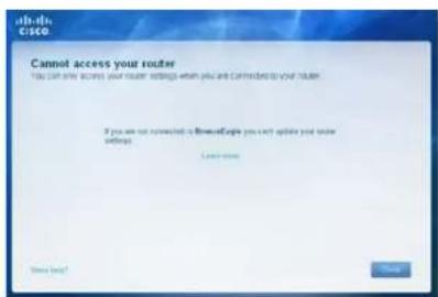 LINKSYS E1500 - Cannot access your router (Router'ınıza erişilemiyor) mesajı - 1