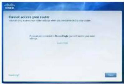 LINKSYS E1500 - Cannot access your router (Kan ikke få adgang til routeren)-meddelelse - 1