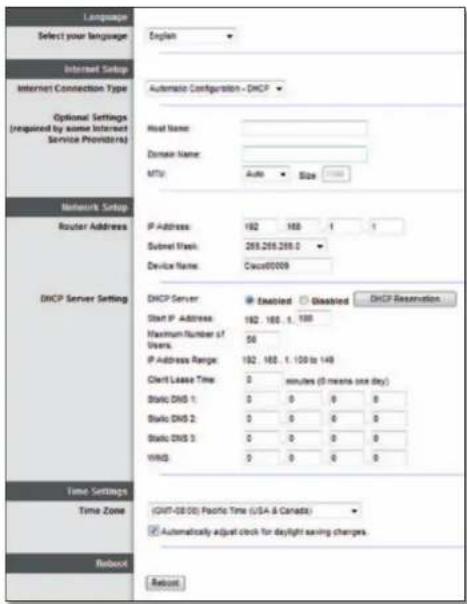 LINKSYS E1500 - Setup (Einrichtung) > Basic Setup (Grundlegende Einrichtung) - 1