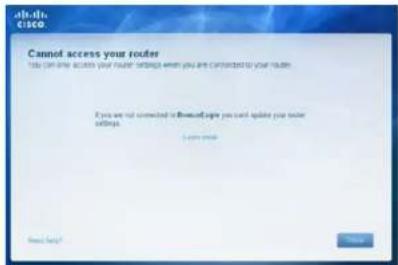 LINKSYS E1500 - Messaggio Cannot access your router (Impossibile accedere al router) - 1