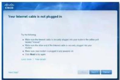 LINKSYS E1500 - Mensagem Your Internet cable is not plugged in (O cabo de Internet não está conectado) - 1