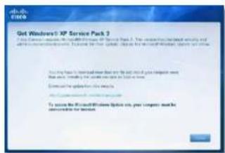 LINKSYS E1500 - Zpráva „Get Windows XP Service Pack 3“ (Je požadován systém Windows XP s aktualizací Service Pack 3) - 1