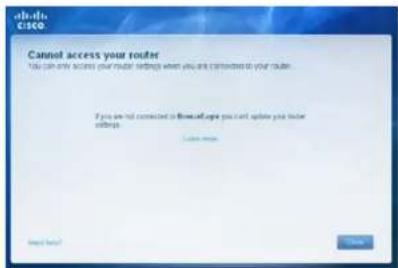 LINKSYS E1500 - Mesajul Cannot access your router (Routerul dvs. nu poate fi accesat) - 1