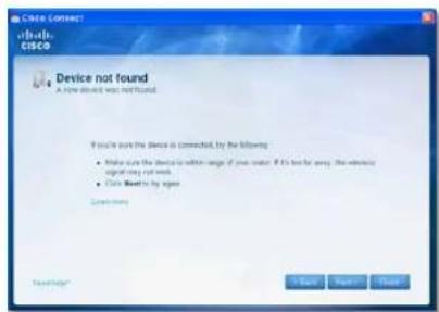 LINKSYS E1500 - Meddelandet Device not found (Det gick inte att hitta enheten) - 1