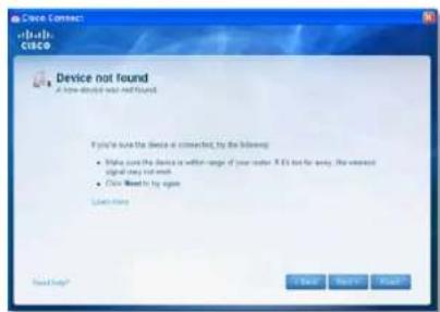 LINKSYS E1500 - Mesajul Device not found (Dispozitivul nu a fost găsit) - 1