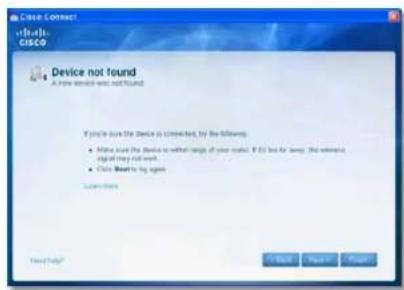 LINKSYS E1500 - Device not found (Laitetta ei löydy) -ilmoitus - 1