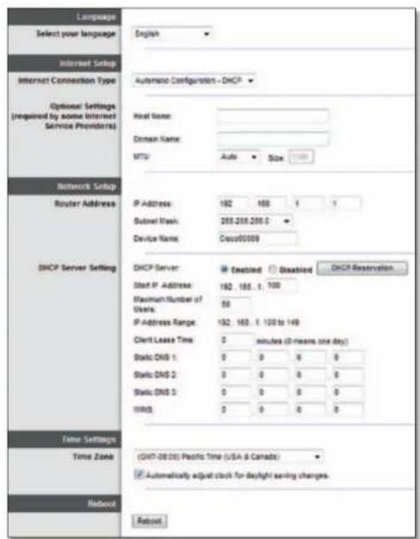 LINKSYS E1500 - Setup (Configurazione) > Basic Setup (Configurazione di base) - 1