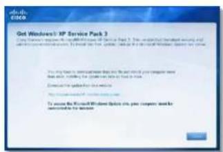 LINKSYS E1500 - Get Windows XP Service Pack 3 (Windows XP Service Pack 3'ü edinin) mesajı - 1