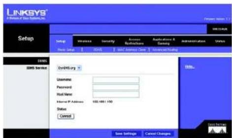 LINKSYS WRT54GR - The Setup Tab - DDNS - 1