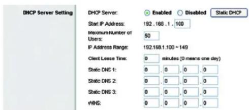 LINKSYS WRT54GR - DHCP Server Setting (Paramètres du serveur DHCP) - 1