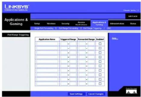 LINKSYS WRT54GR - The Applications and Gaming Tab - DMZ - 1