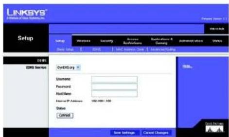 LINKSYS WRT54GR - Onglet Setup - DDNS (Configuration - DDNS) - 1