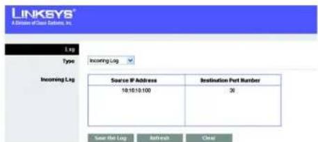 LINKSYS WRT54GR - The Administration Tab - Log - 2
