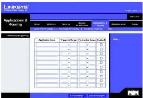 LINKSYS WRT54GR - Onglet Applications and Gaming - DMZ (Applications et jeux - DMZ) - 1