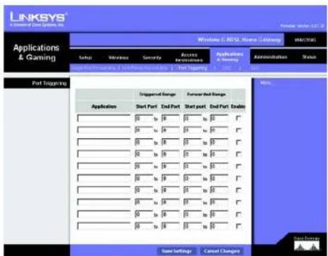 LINKSYS WAG354G - Registerkarte „Port Triggering“ - 1