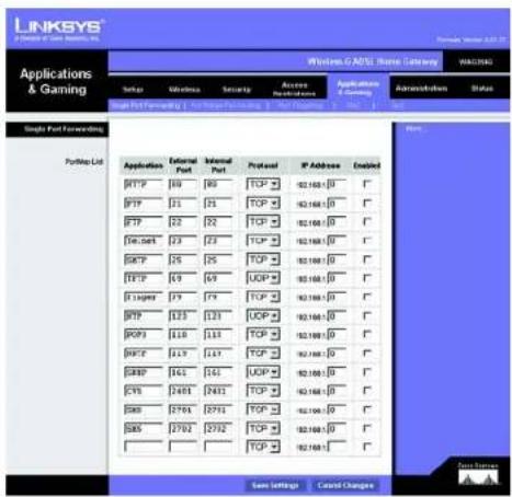 LINKSYS WAG354G - Single Port Forwarding - 1