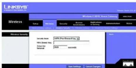 LINKSYS WAG354G - Registerkarte „Wireless Security“ (Sicherheit im Wireless-Netzwerkbetrieb) - 1