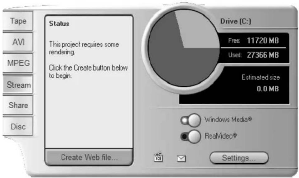 PINNACLE Studio 8 - To output your movie to RealVideo or Windows Media: - 1