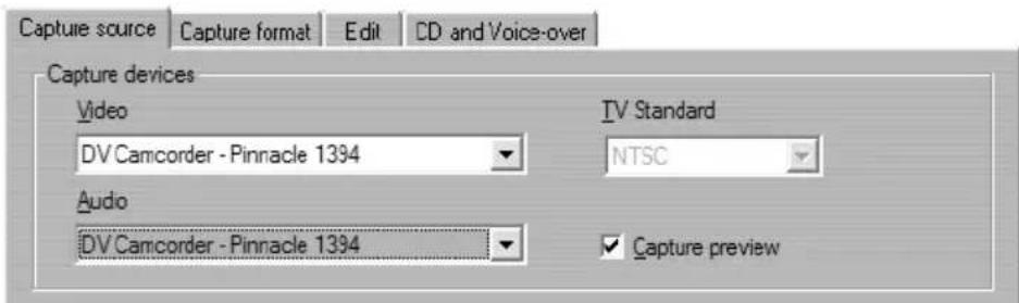PINNACLE Studio 8 - To select a capture device: - 1