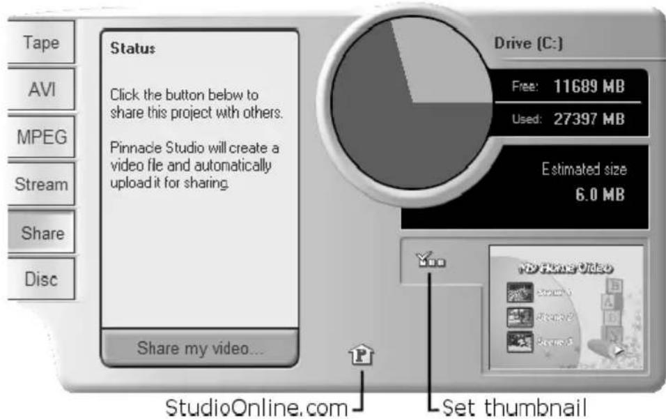 PINNACLE Studio 8 - Share your movie via the Internet - 1