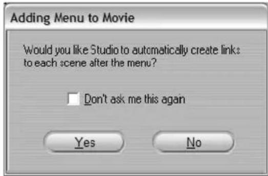 PINNACLE Studio 8 - Dropping menus on the Timeline - 1