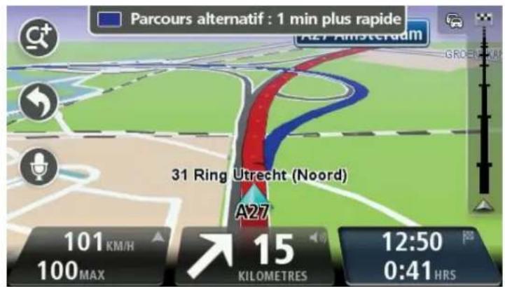 Parcours alternatif : 1 min plus rapide A27 Amsterdam 31 Ring Utrecht (Noord) A27 101 KM/H 100 MAX 15 KILOMETRES 12:50 0:41 HRS