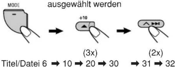 JVC KD-G701 - Verwendung der Tasten +10 und -10 - 1
