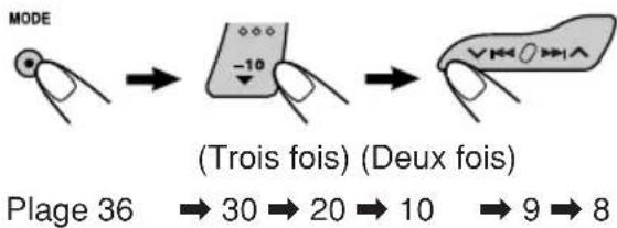 JVC KD-G302 - Comment utiliser les touches +10 et -10 - 2