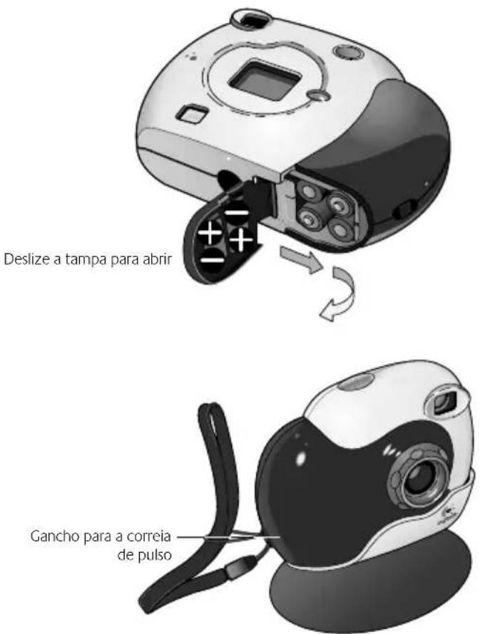 Deslize a tampa para abrir Gancho para a correia de pulso