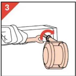 Illustration of a hand turning a wooden bolt with a red angle indicator (no text or symbols)
