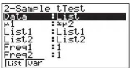 CASIO CFX-9950GB - ●2-Proben t-Test (2-Sample t Test) - 1
