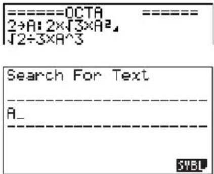 CASIO CFX-9950GB - Beispiel Zu suchen ist nach dem Buchstaben "A" in dem OCTA genannten Programm. - 1