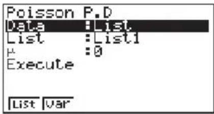 CASIO CFX-9950GB - ●Poissonsche Wahrscheinlichkeit - 1